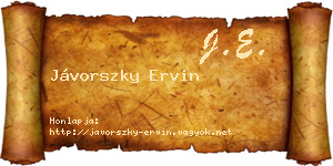 Jávorszky Ervin névjegykártya