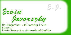 ervin javorszky business card